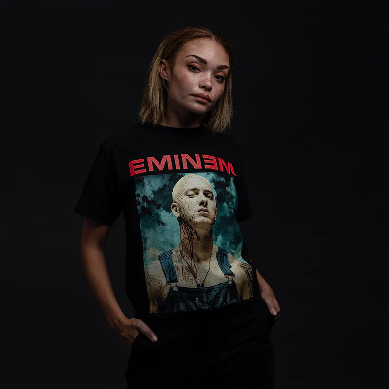 Eminem Bloody Chainsaw Graphic Black T-Shirt