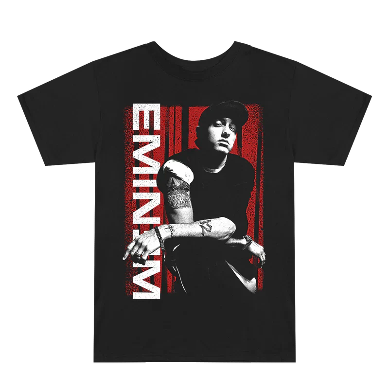 Eminem Graphic Lean Red & White Print Black T-Shirt