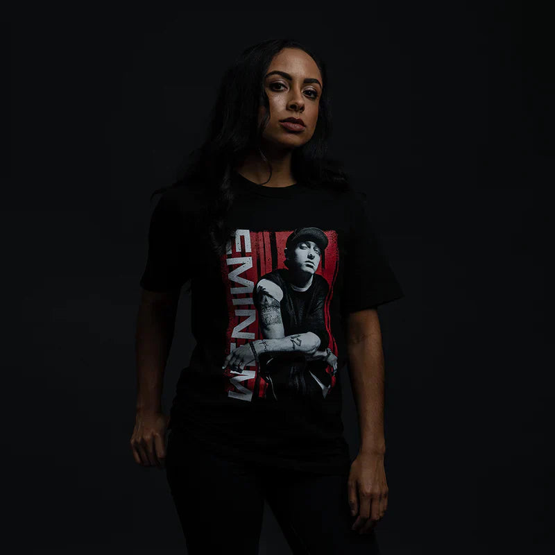 Eminem Graphic Lean Red & White Print Black T-Shirt