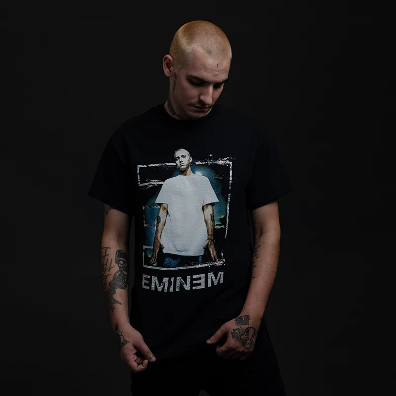 Eminem Tower Iconic 'E' White Design Black T-Shirt - Official Merchandise