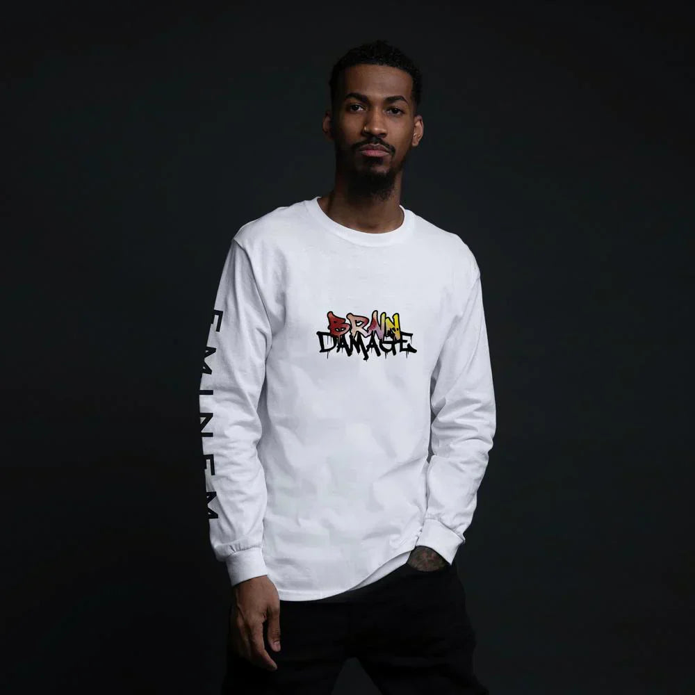 BRAIN DAMAGE White Long Sleeve Shirt