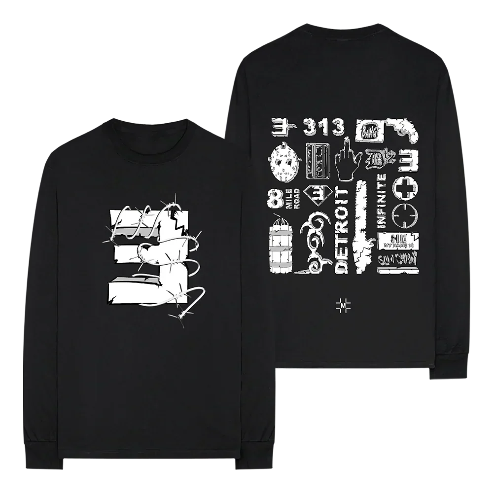 MILLINSKY X EMINEM CONCRETE COMPOSITION SWEATSHIRT (BLACK) Eminem Official Limited Merch