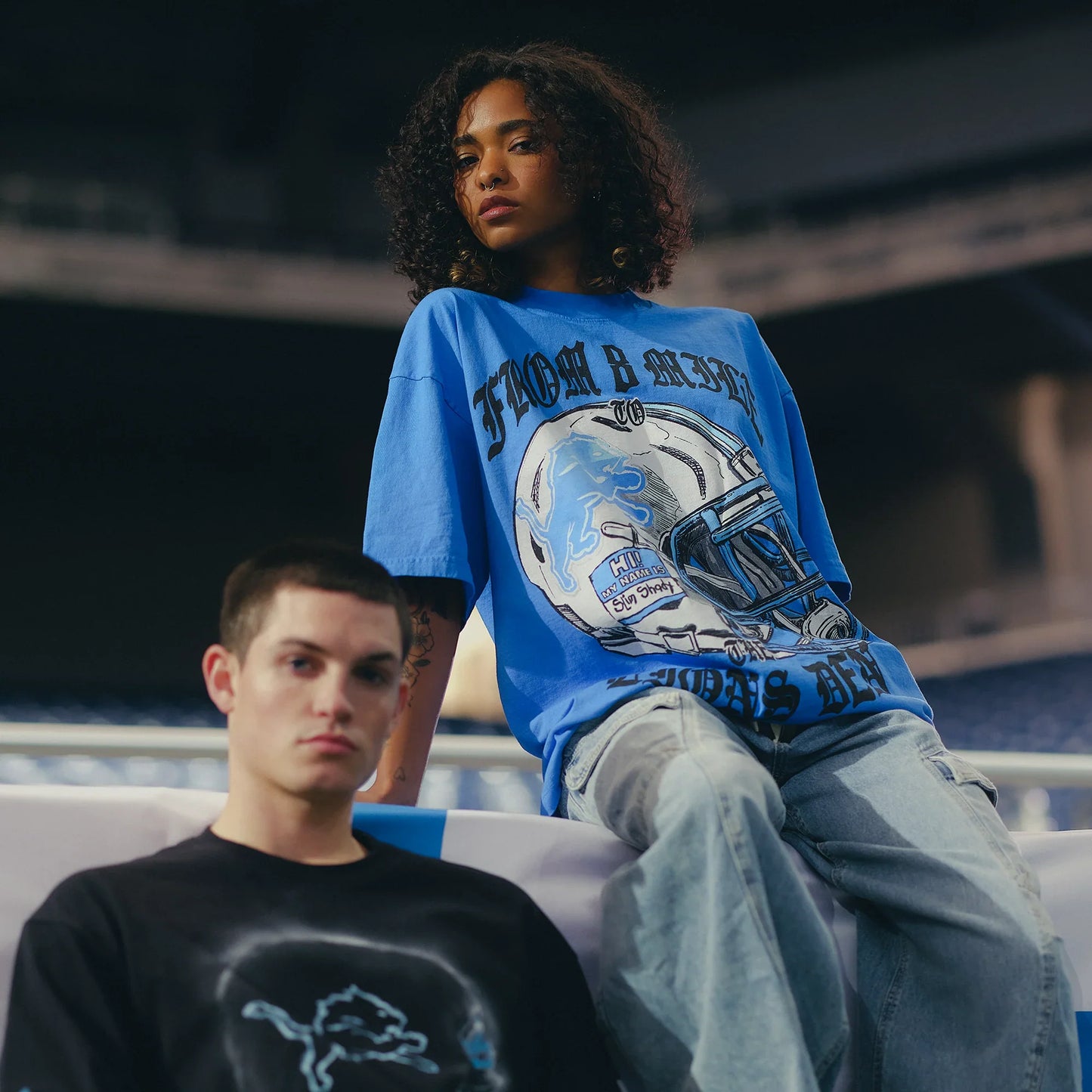 Eminem x Detroit Lions Helmet T-Shirt Eminem Official Limited Merch