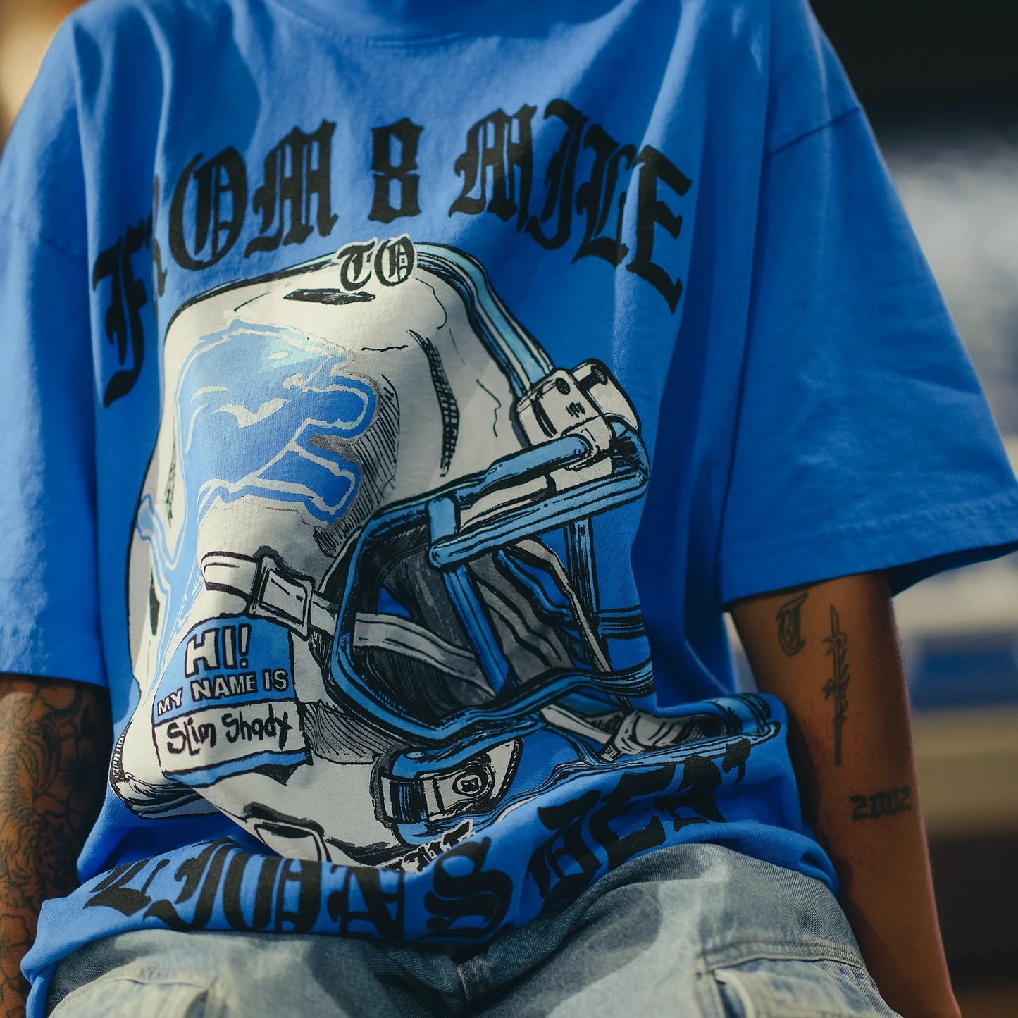 Eminem x Detroit Lions Helmet T-Shirt Eminem Official Limited Merch