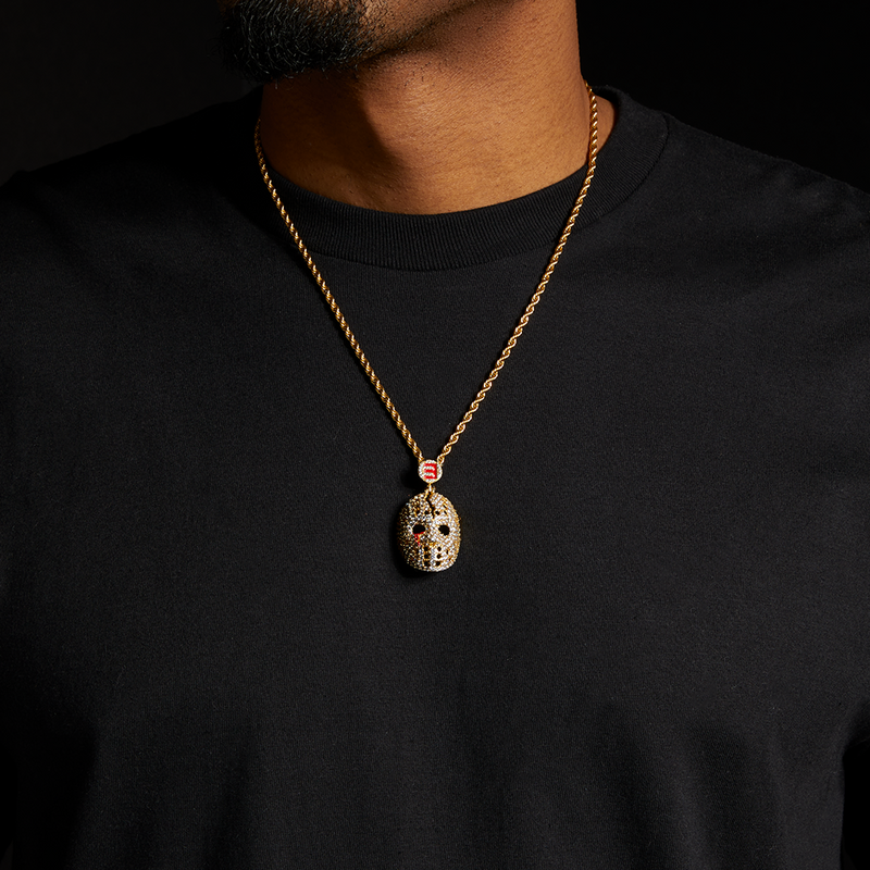 Hockey Mask Diamond Pendant & Chain (Gold) Eminem Official Limited Merch