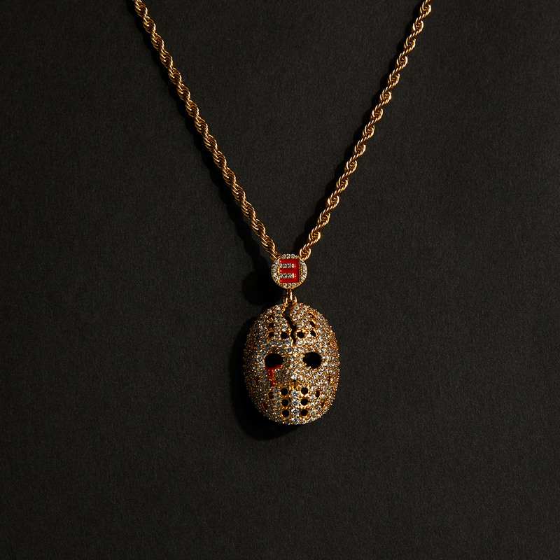 Hockey Mask Diamond Pendant & Chain (Gold) Eminem Official Limited Merch