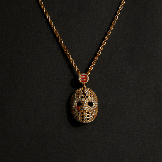 Hockey Mask Diamond Pendant & Chain (Gold) Eminem Official Limited Merch