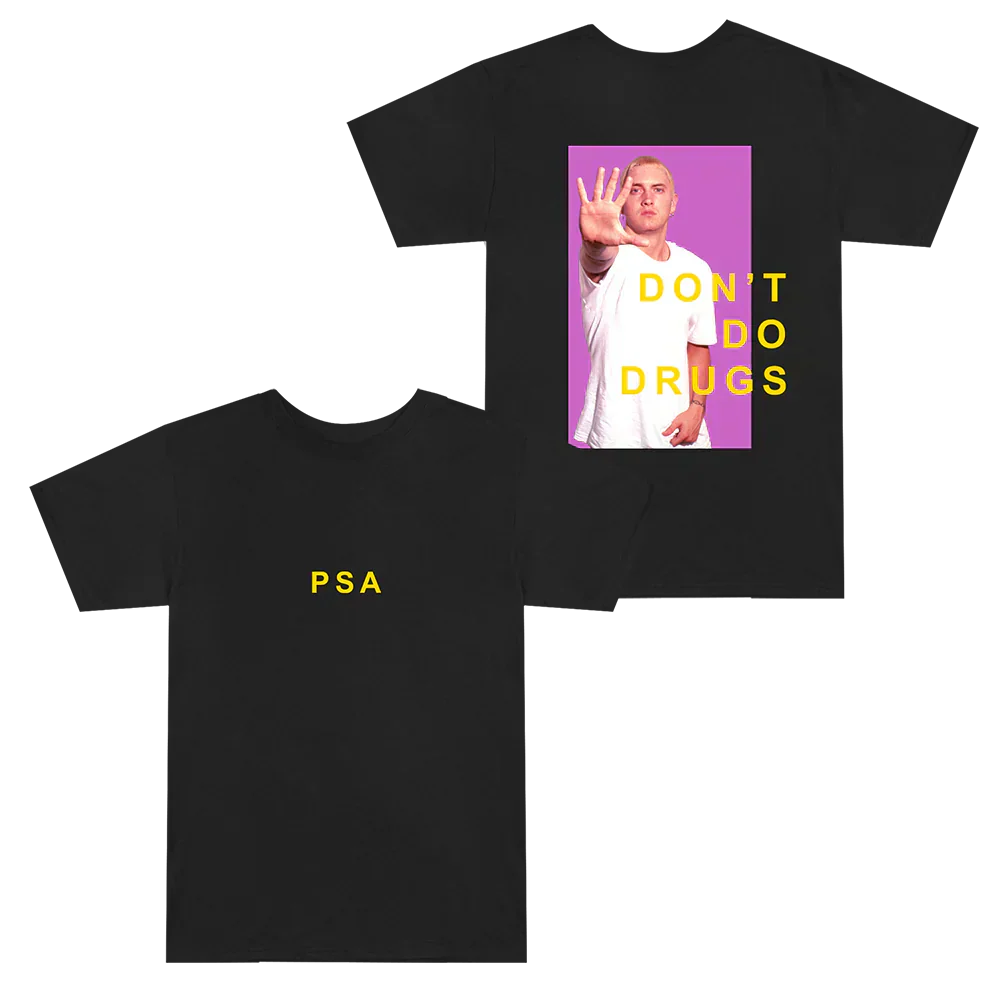 Eminem PSA Black T-Shirt – “Don’t Do Drugs” Eminem Official Limited Merch