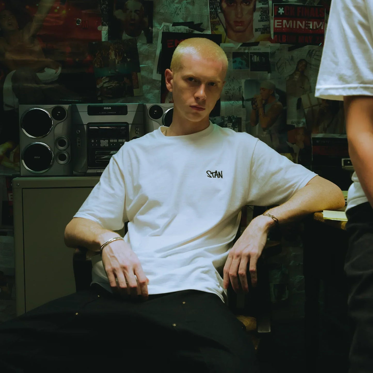 Stan Embroidered White T-Shirt Eminem Official Limited Merch