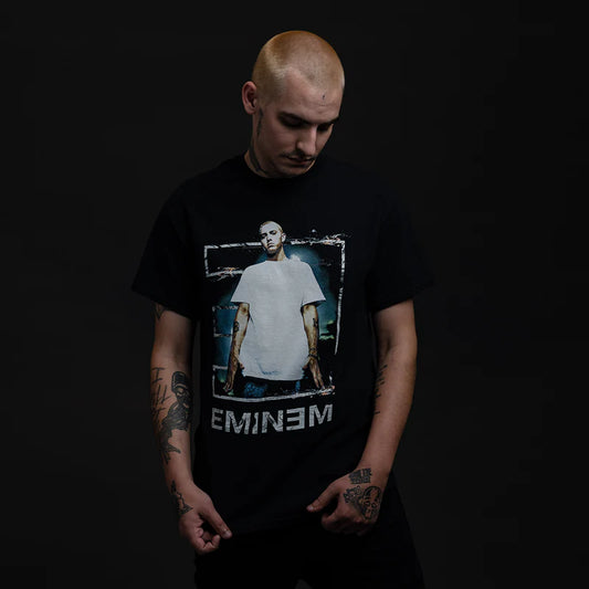 Eminem Tower Iconic 'E' White Design Black T-Shirt - Official Merchandise