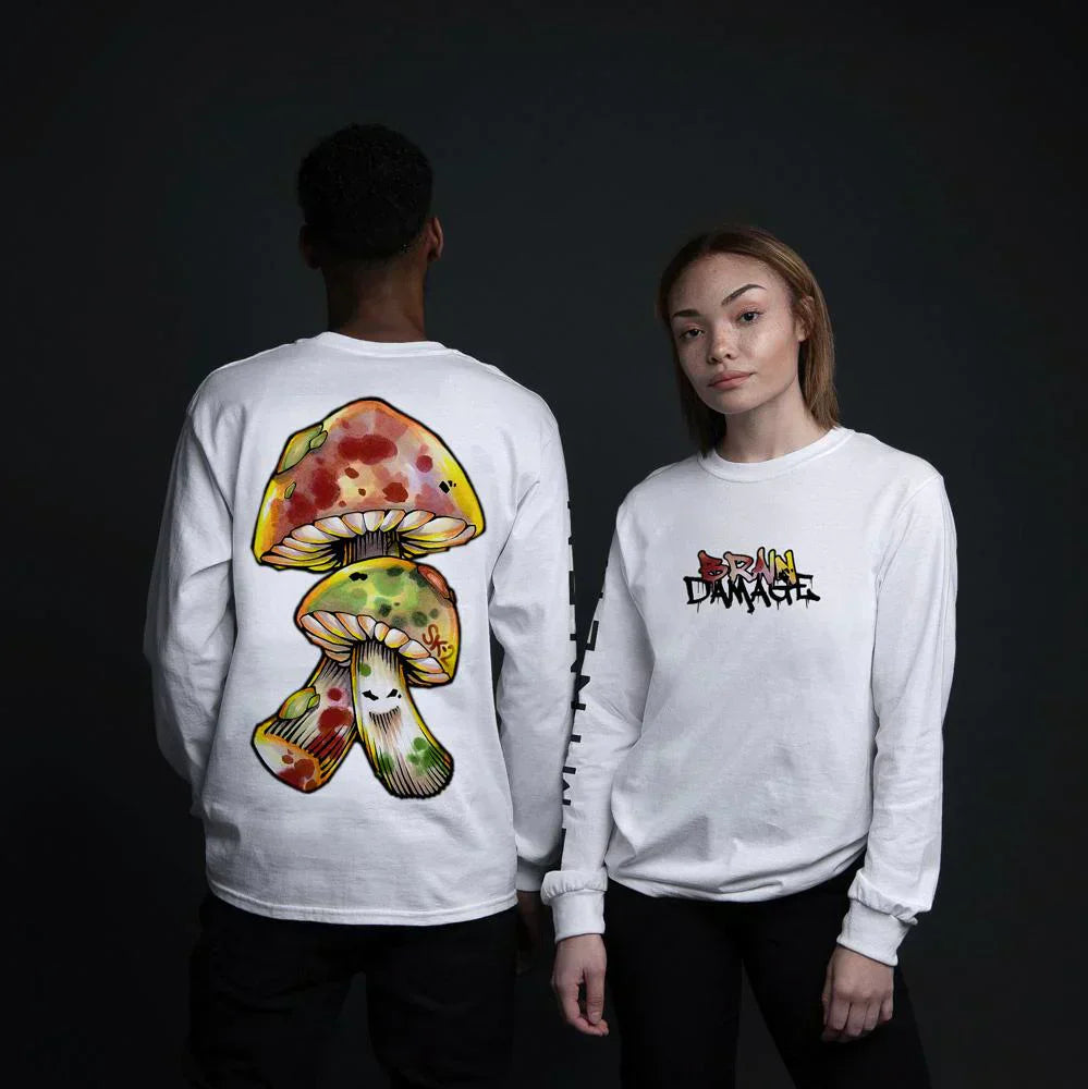 BRAIN DAMAGE White Long Sleeve Shirt