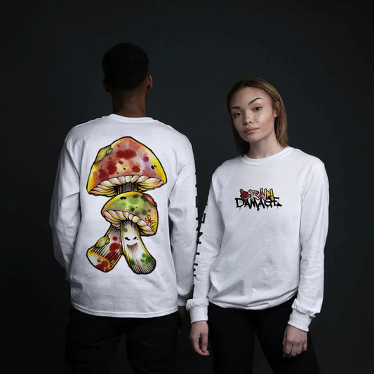 BRAIN DAMAGE White Long Sleeve Shirt