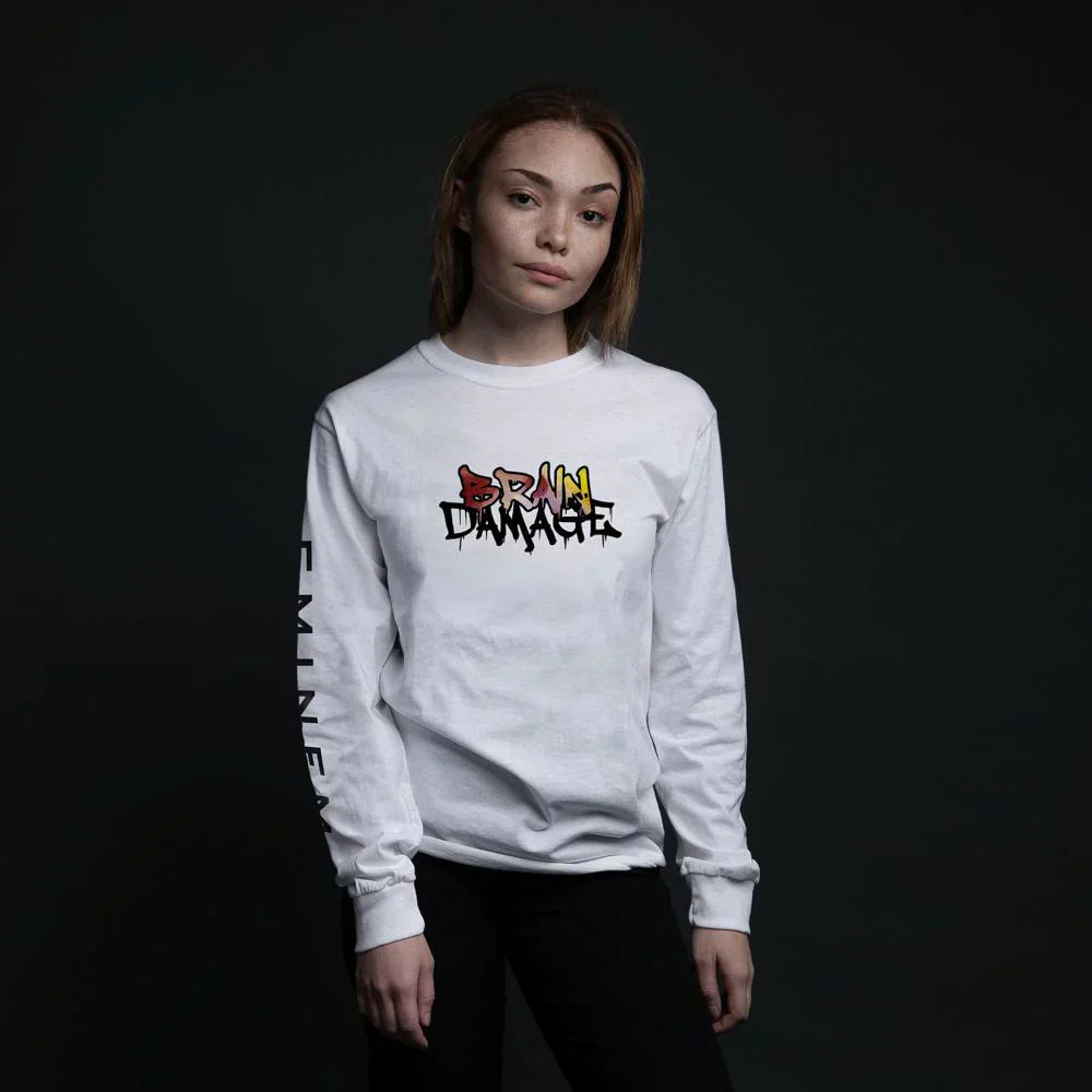 BRAIN DAMAGE White Long Sleeve Shirt